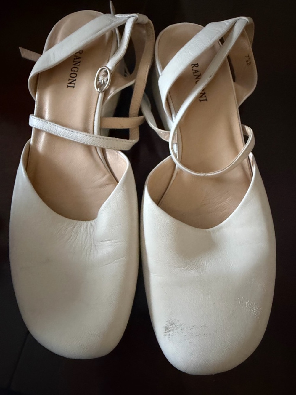Rangoni Cream Leather Strappy Mules